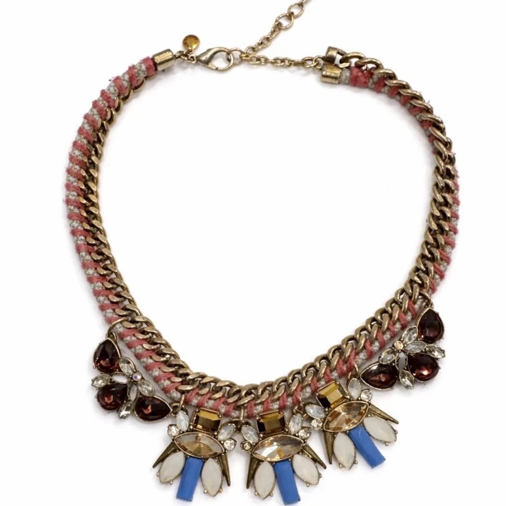 J. Crew Gold and Blue Floral Necklace